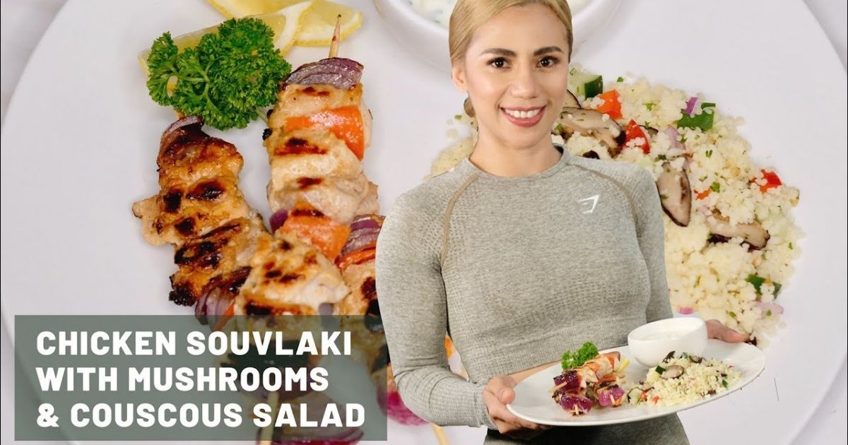 Chicken Souvlaki With Mushrooms And Couscous Salad