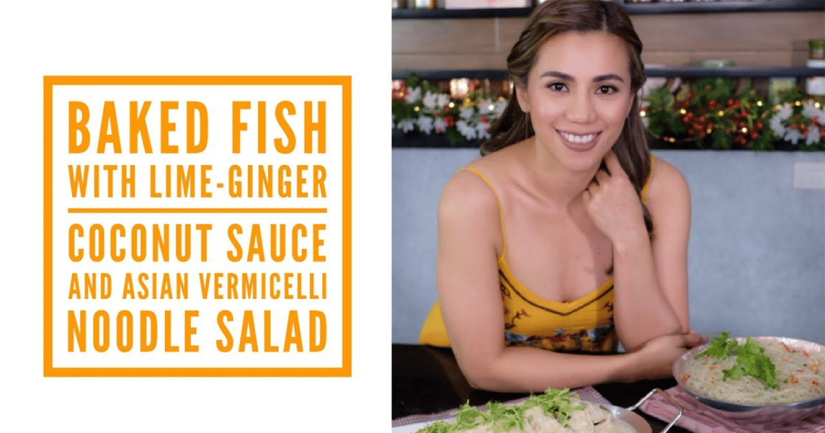 Baked Fish With Lime-Ginger Coconut Sauce And Asian-Vermicelli Noodle Salad