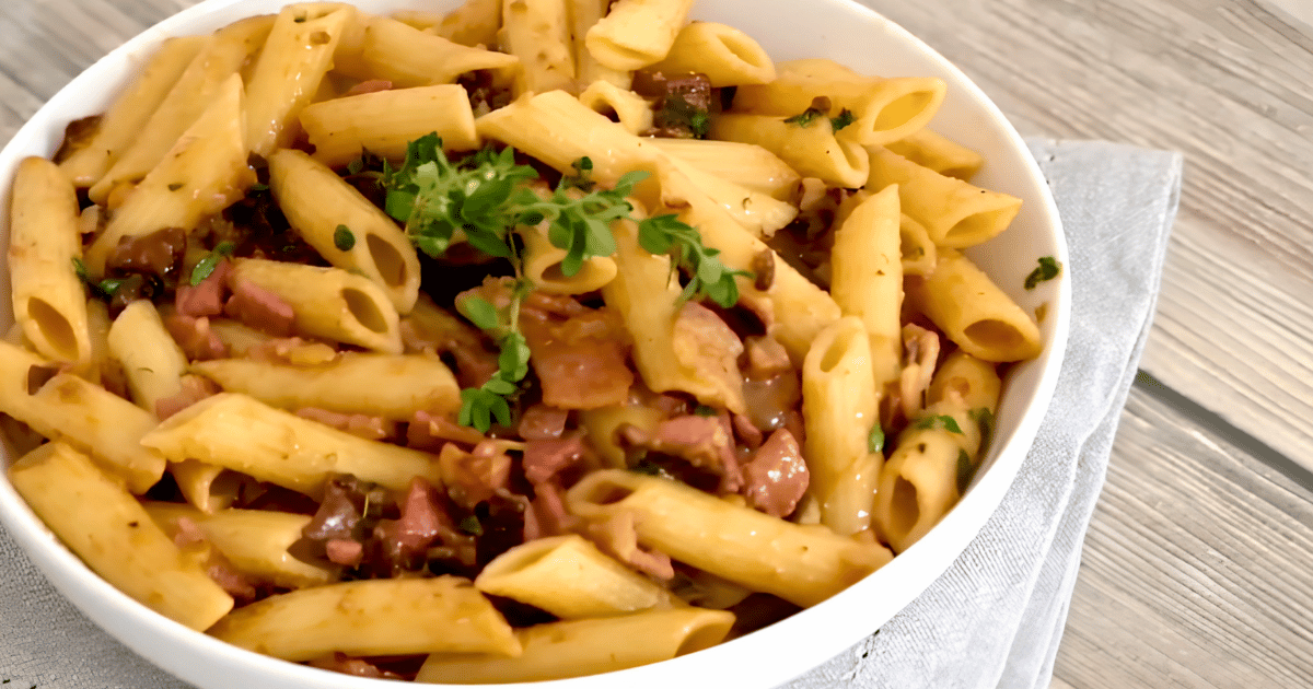 Penne Pasta With Porcini Mushroom And Pancetta